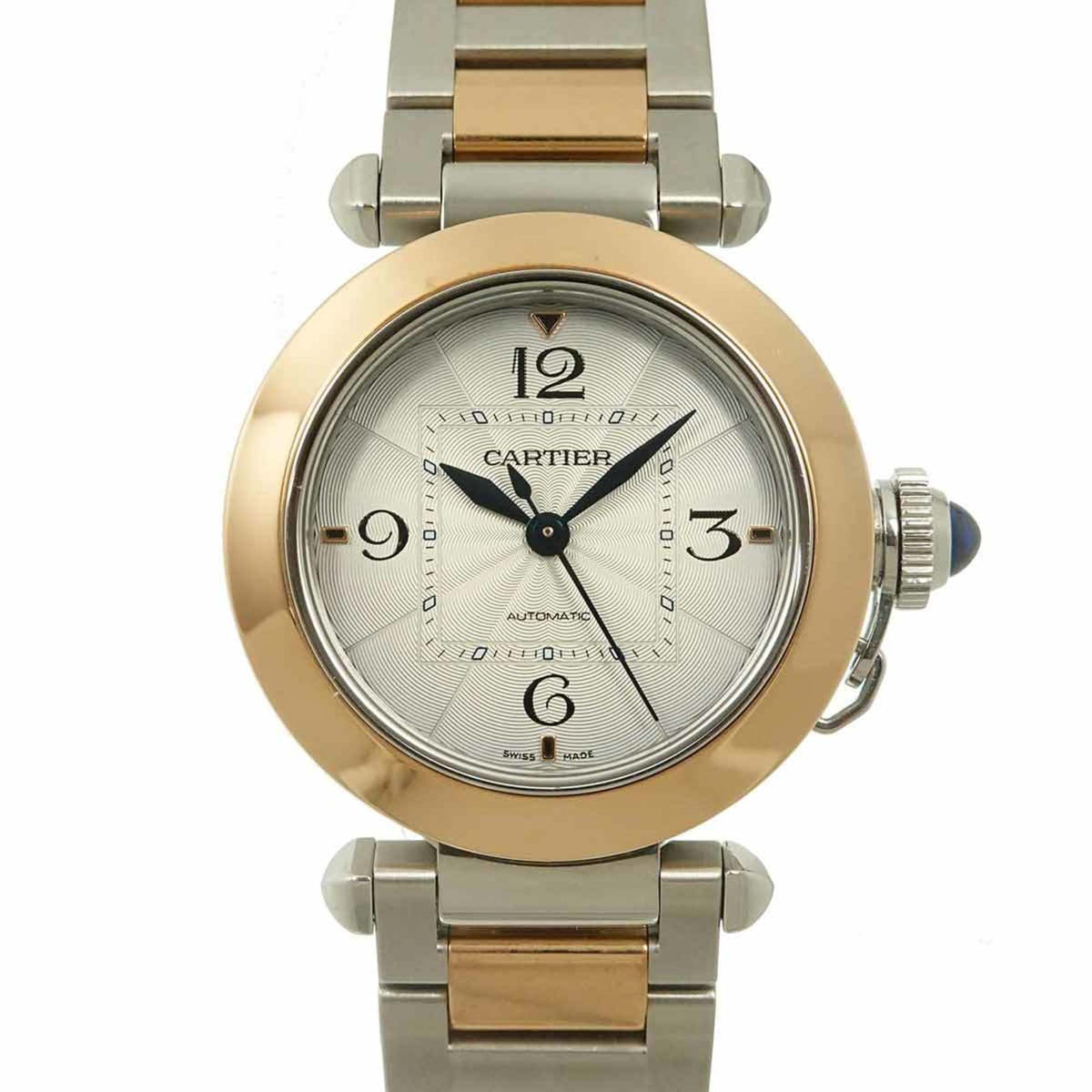 Pre-Owned Cartier Pasha de 35mm Two-tone Men's Watch W2PA0008, Silver, 18K White Gold, and Pink Automatic