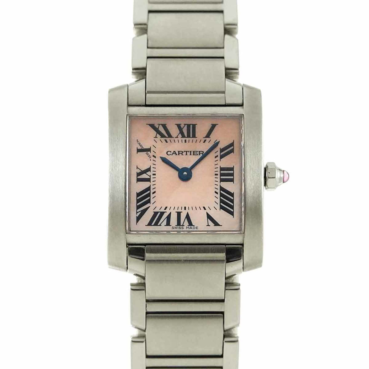 Pre-Owned Cartier Tank Francaise SM W51028Q3 Women's Pink Shell Quartz Watch