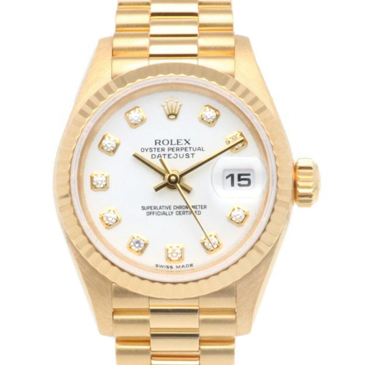 Pre-Owned Rolex Datejust Oyster Perpetual Watch 18K 69178 Automatic Ladies ROLEX N Series 1991 Model 10P Diamond Overhauled