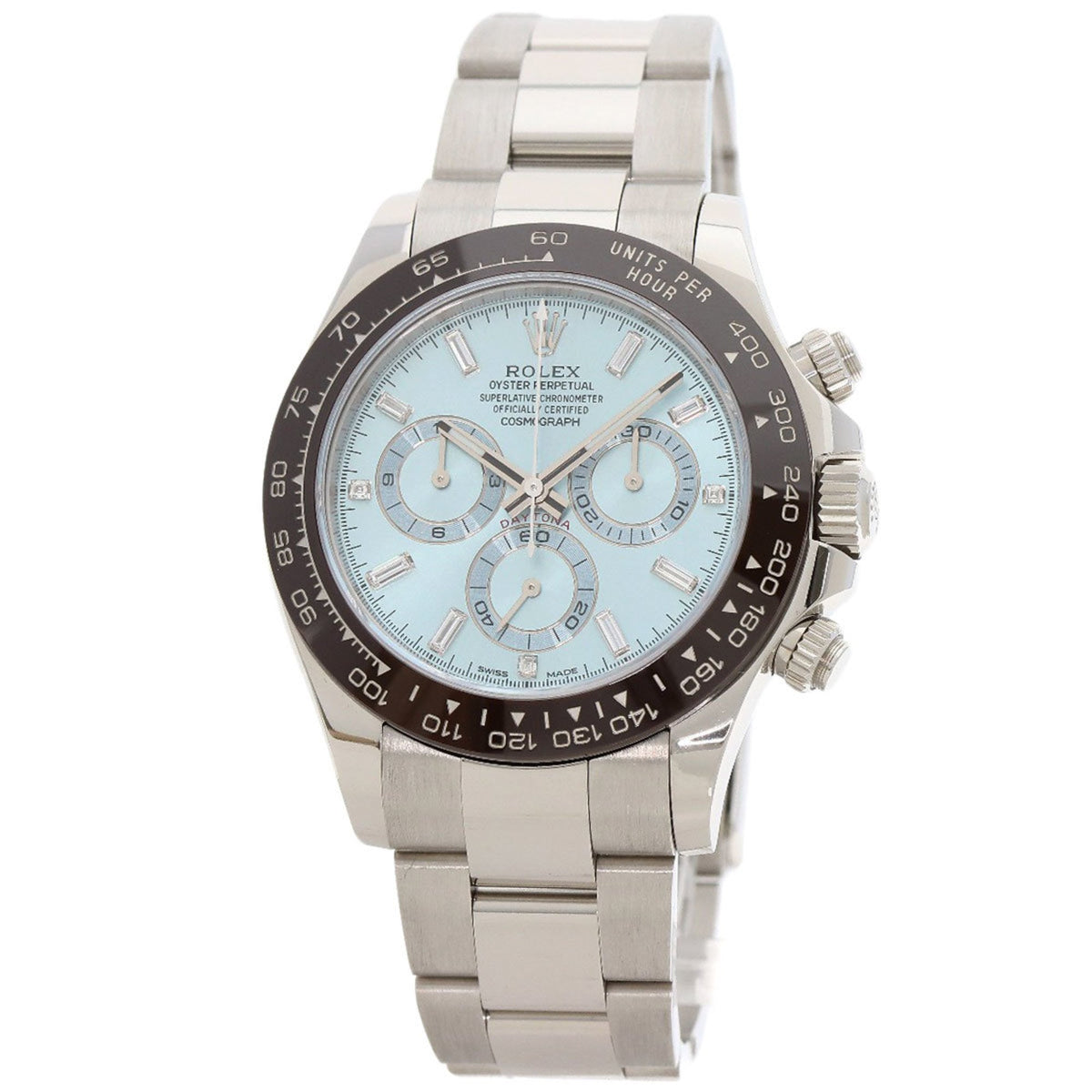 Pre-Owned Rolex Cosmograph Daytona 116506A Ice Blue Dial Diamond Watch in Platinum/PT Men's