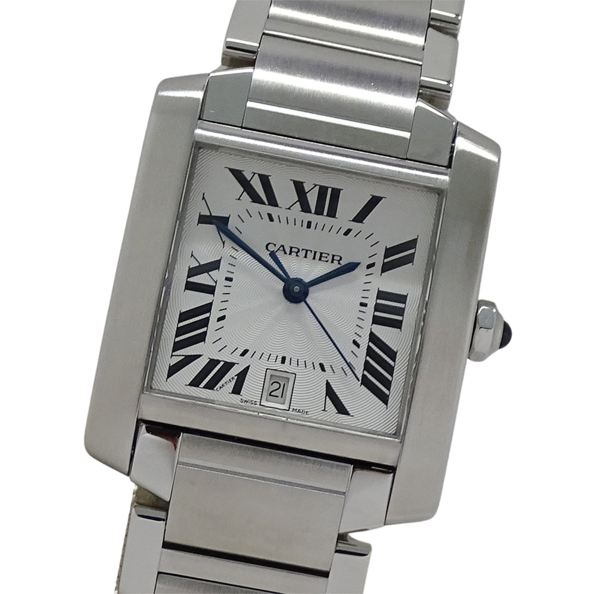 Pre-Owned Cartier Tank Fran?aise Men's Watch, LM, Date, Automatic, Stainless Steel, W51002Q3, Silver, Polished
