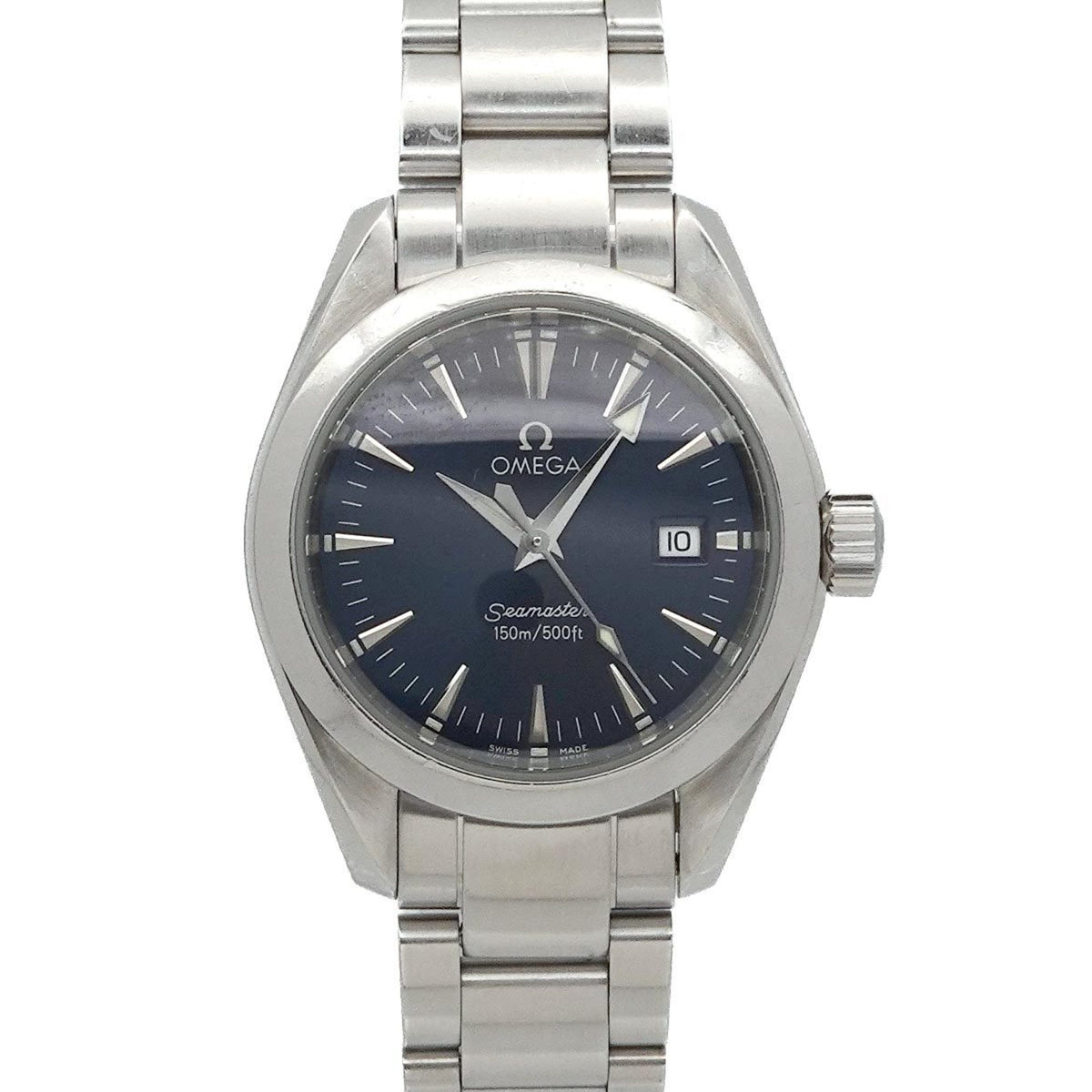 Pre-Owned OMEGA Seamaster Aqua Terra 2577 80 Women's Watch with Date, Navy Blue Quartz Movement