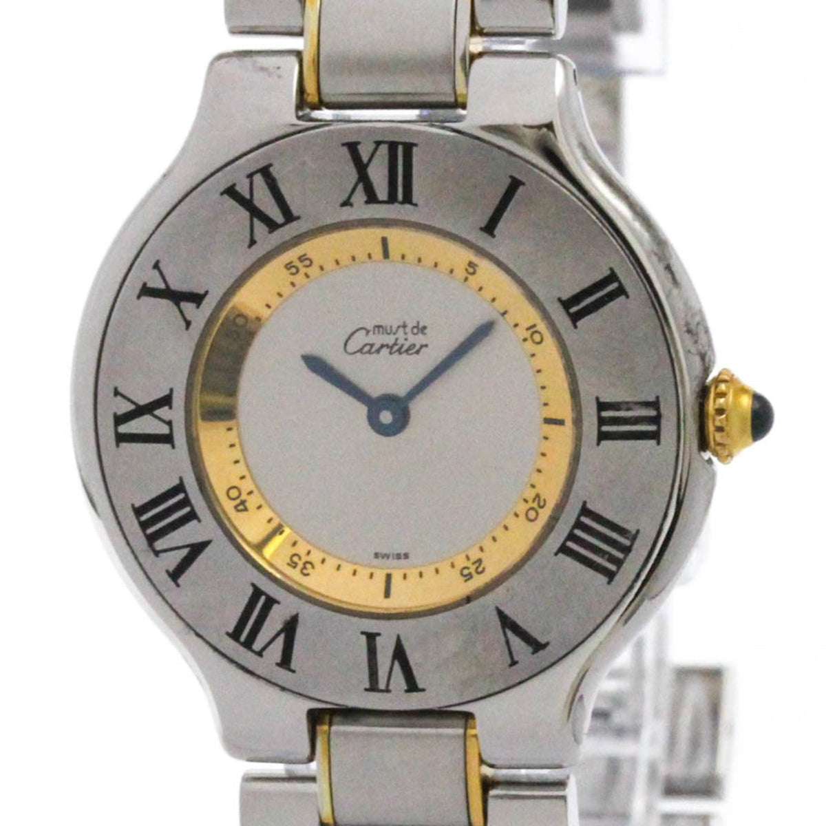 Pre-Owned CARTIER Must 21 Gold Plated Steel Quartz Ladies Watch W10074R6 Polished