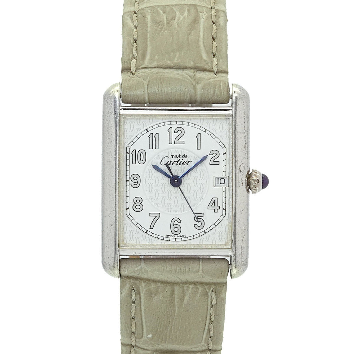 Pre-Owned Cartier Must Tank LM Boys' Watch with Date Display, White Dial, SV925 Quartz Movement
