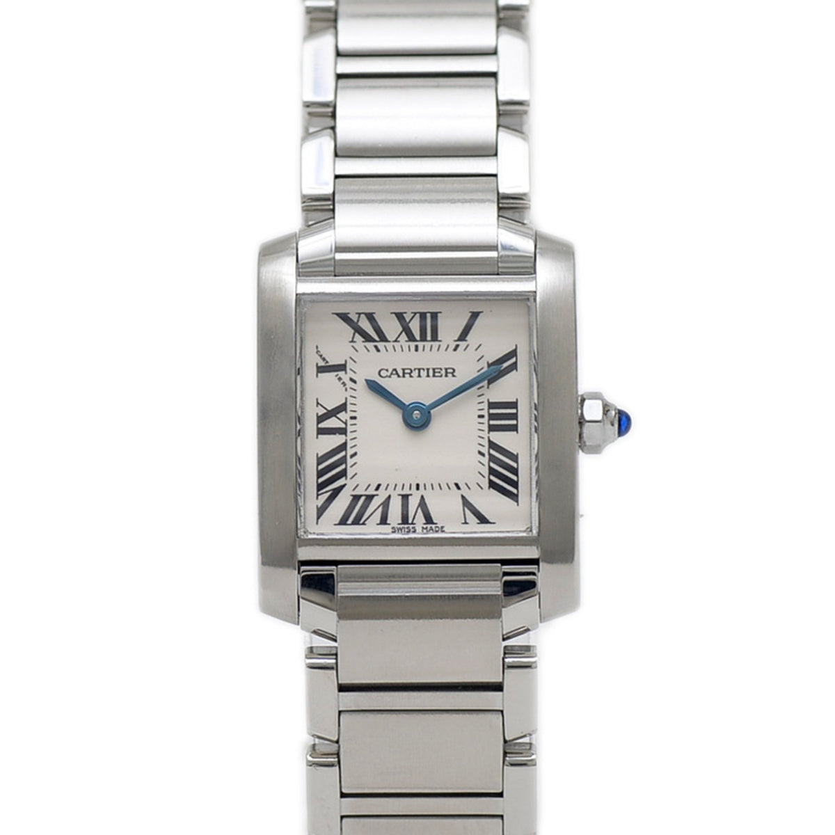 Pre-Owned Cartier Tank Fran?aise SM White Dial Stainless Steel Quartz Watch W51008Q3