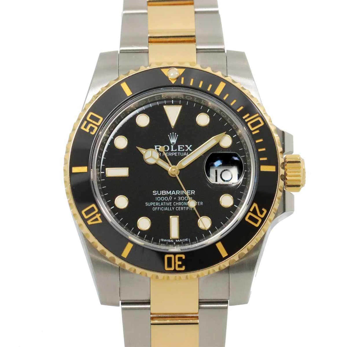 Pre-Owned Rolex ROLEX Submariner Date Combi 116613LN Random Number Roulette Men's Watch Black K18YG Yellow Gold Automatic Self-Winding