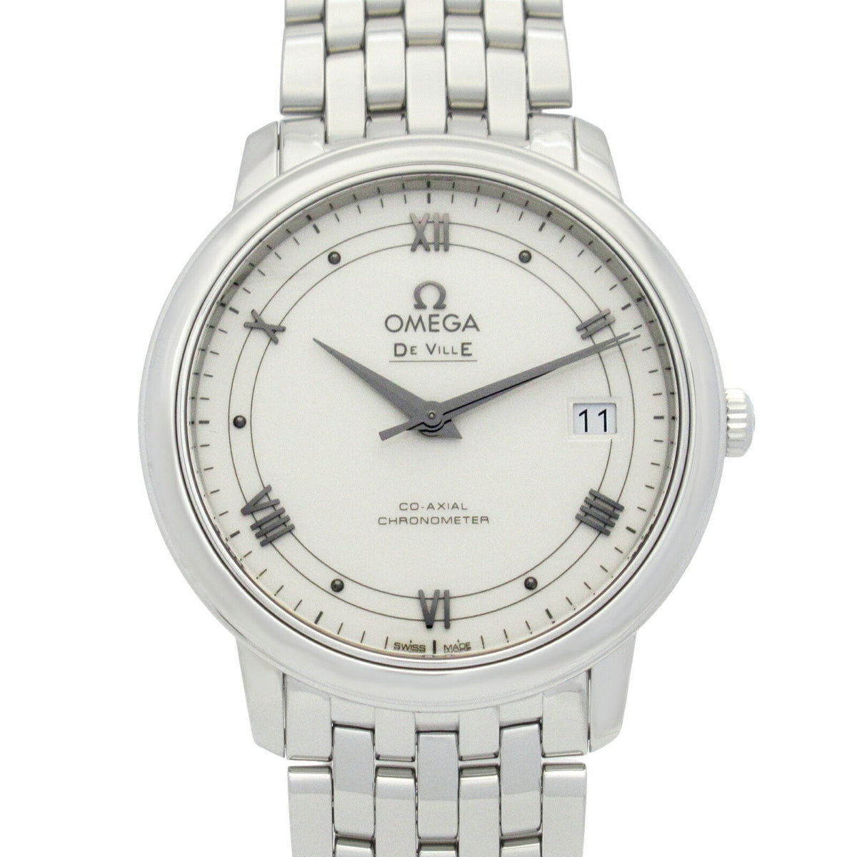 Pre-Owned OMEGA De Ville Prestige Watch Stainless Steel Men's White 424.10.37.20.04.001