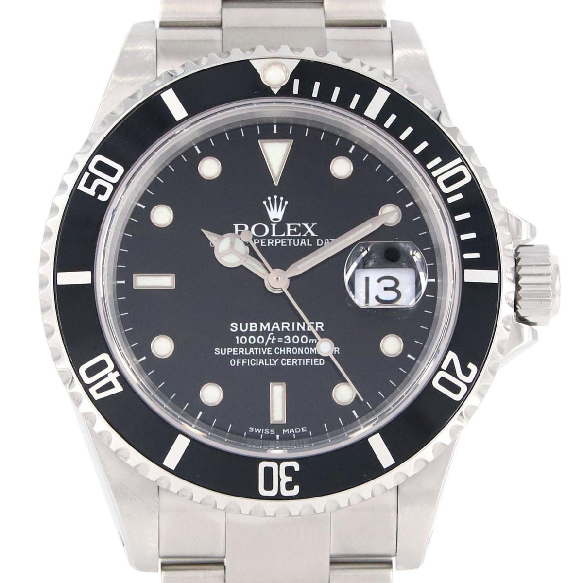 Pre-Owned Rolex Submariner Date 16610 SS Wristwatch Automatic P serial