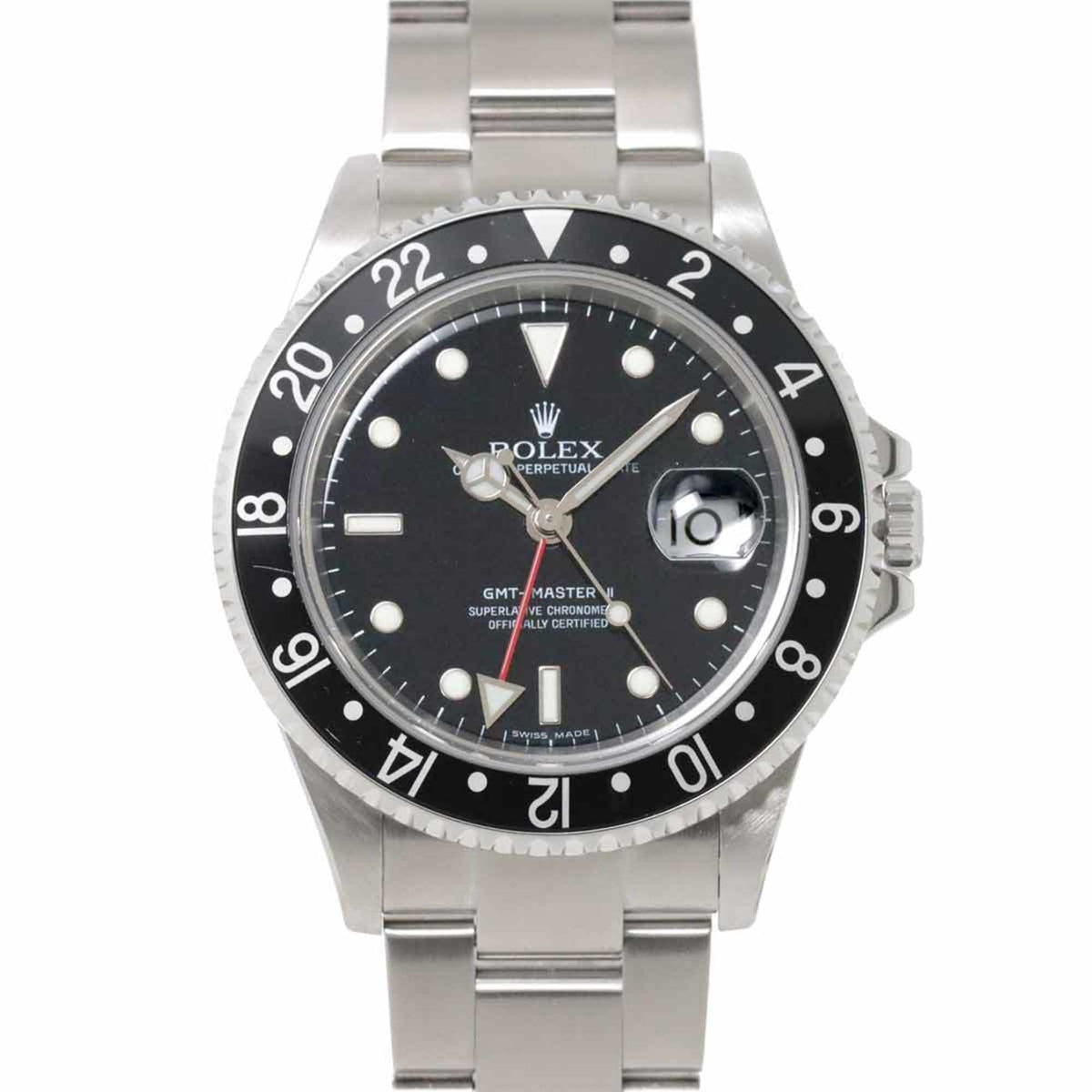 Pre-Owned Rolex ROLEX GMT Master II 16710 D-series Stick Dial Men's Watch Date Black Automatic Self-Winding
