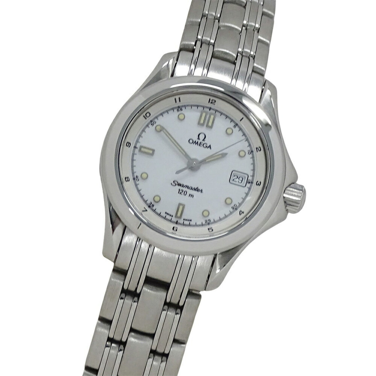 Pre-Owned OMEGA Seamaster 2581.20 Watch Women's 120m Date Quartz Stainless Steel SS Silver White Polished