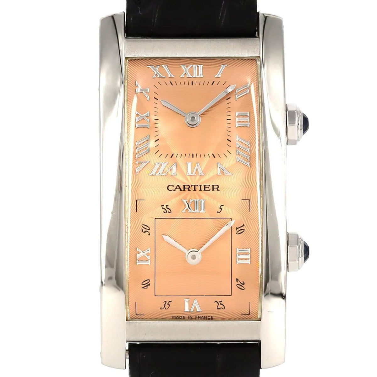 Pre-Owned Cartier Tank Cintr?e 2 Time Zone PT LIMITED W1519951 Wristwatch Hand-wound
