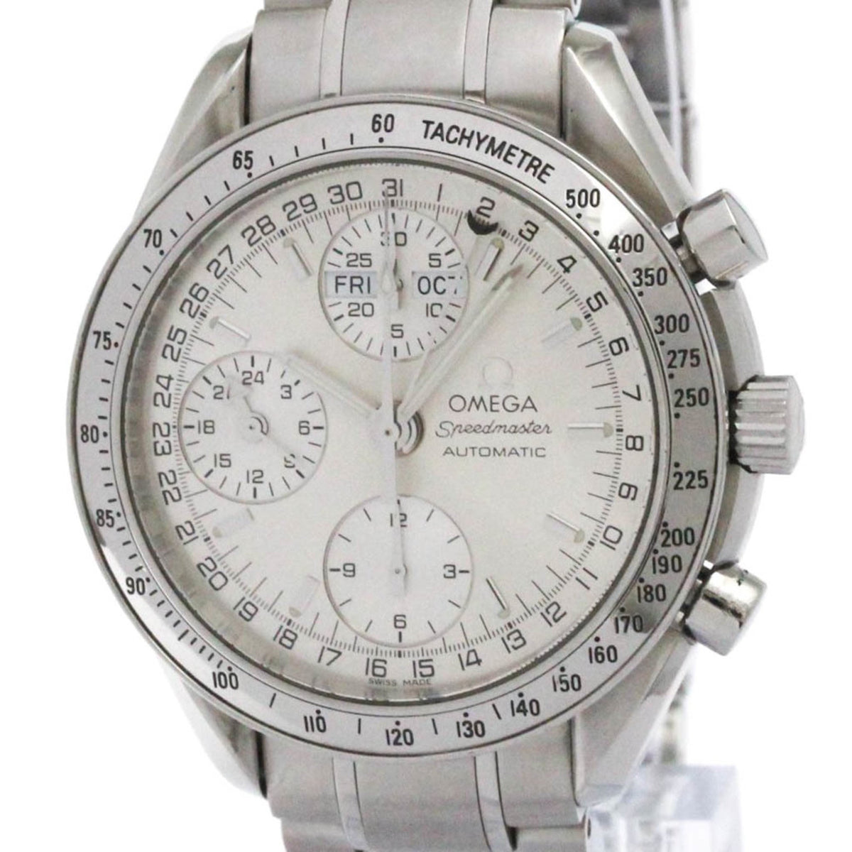 Pre-Owned OMEGA Speedmaster Triple Date Steel Automatic Watch 3523.30 Polished