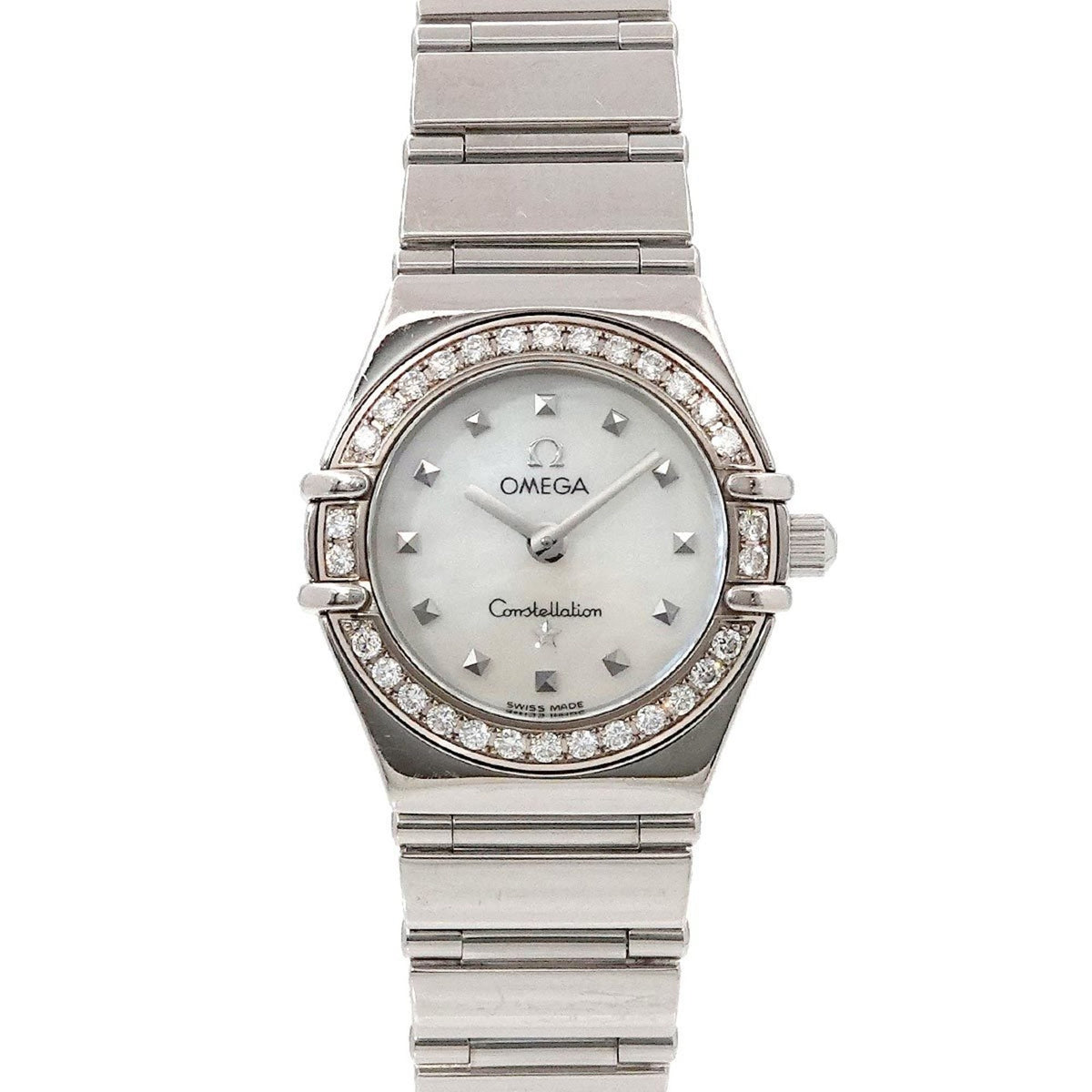 Pre-Owned OMEGA Constellation Mini My Choice 1465 71 Diamond Bezel Ladies Watch White Shell Quartz