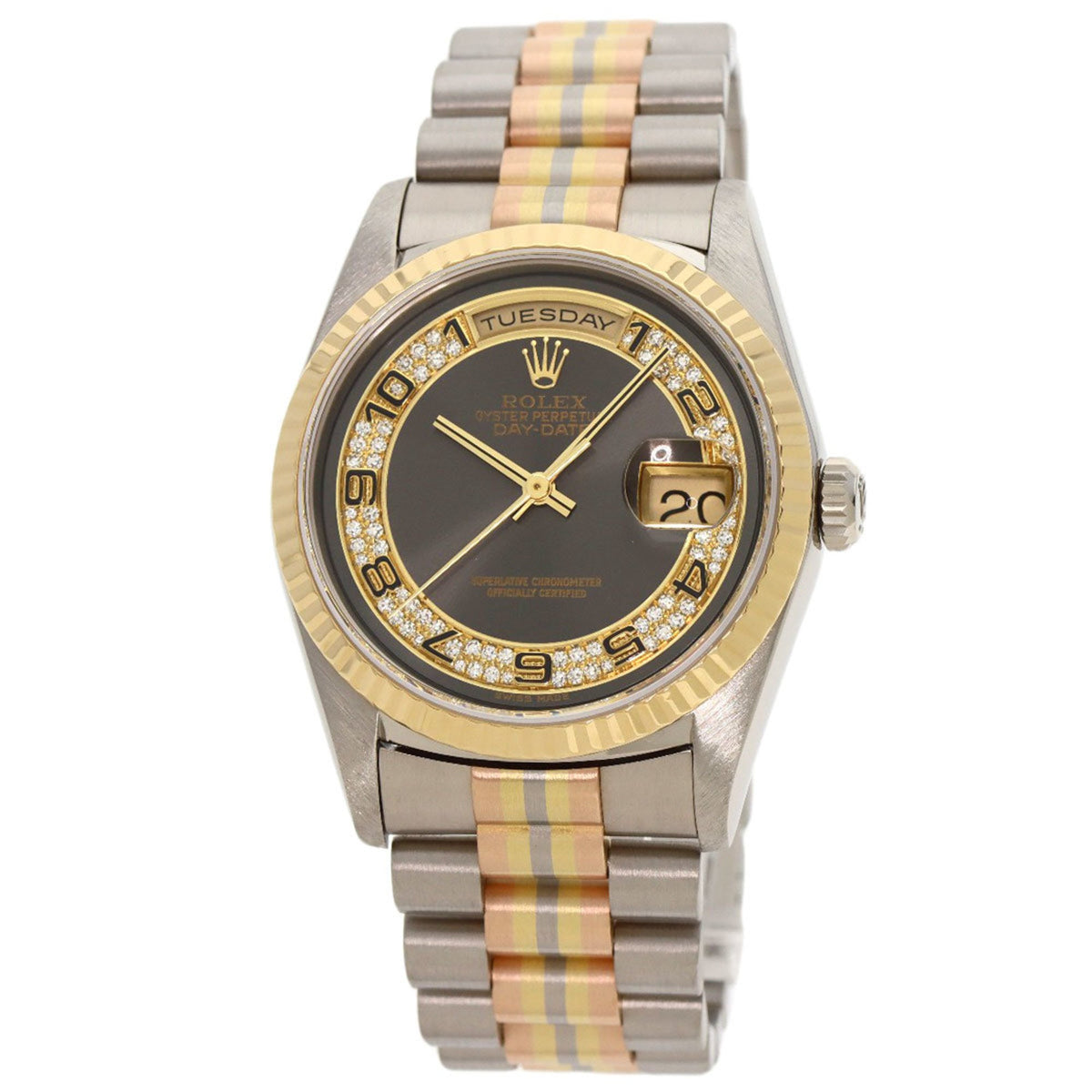 Pre-Owned Rolex 18239BIC Day-Date 36 Toridoll Milliard Diamond Watch K18 White Gold K18YG Men's ROLEX