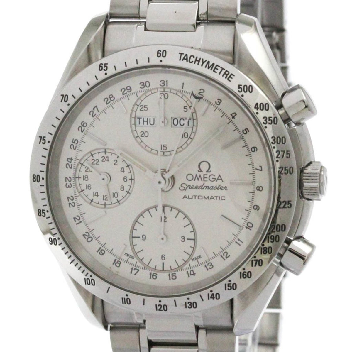 Pre-Owned OMEGA Speedmaster Triple Date Steel Automatic Watch 3521.30 Polished