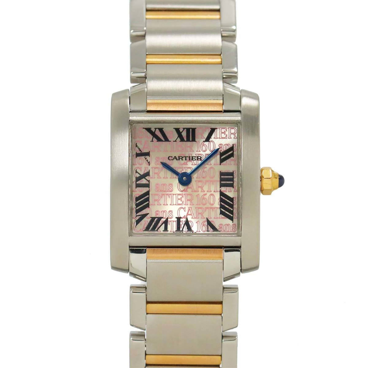 Pre-Owned Cartier Tank Fran?aise SM Two-tone Watch W51036Q4 60th Anniversary Limited Edition Women's in 18K Pink Gold with Quartz Movement