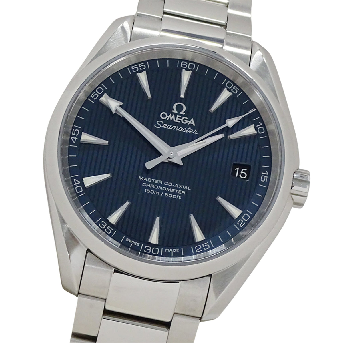 Pre-Owned OMEGA Seamaster Aqua Terra 231.10.42.21.03.003 Men's Watch, Date, Automatic, Stainless Steel, Silver, Blue, See-through Back, Polished