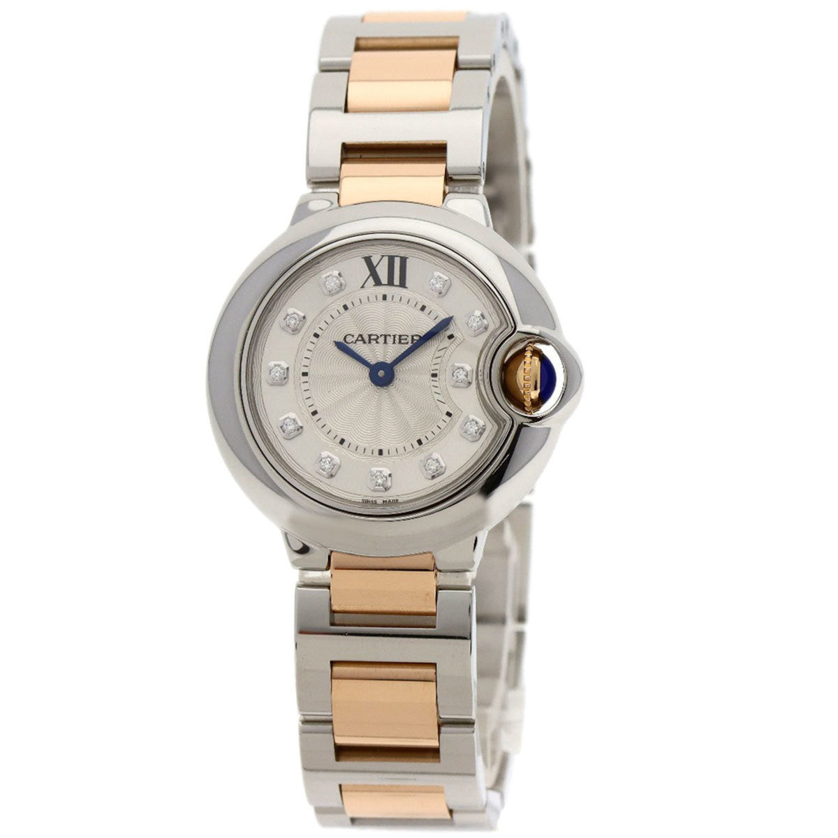 Pre-Owned Cartier WE902030 Ballon Bleu 28mm 11P Diamond Watch Stainless Steel SSxK18PG Women's CARTIER