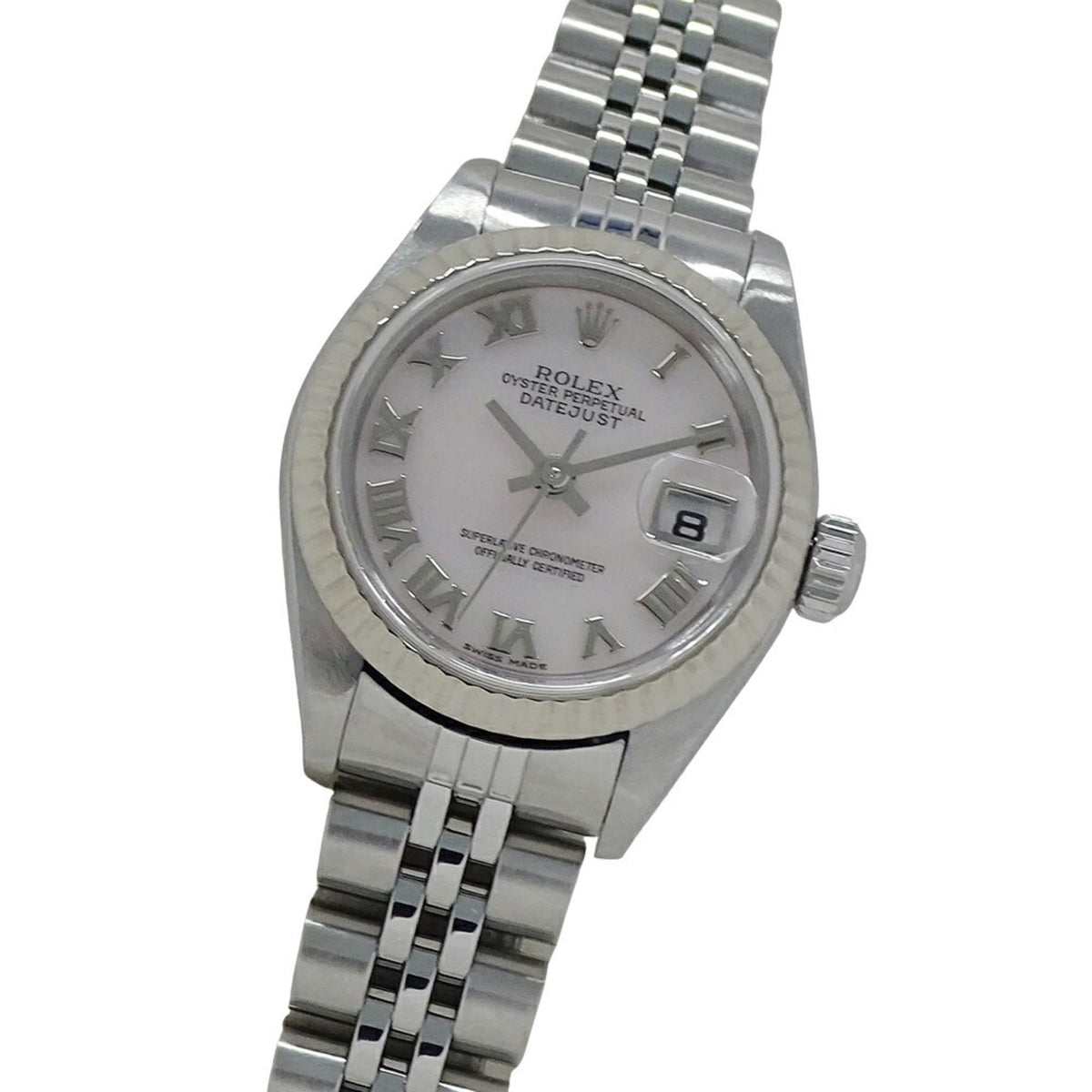 Pre-Owned Rolex ROLEX Datejust 79174NR P serial number Watch Ladies Shell Automatic AT Stainless Steel SS White Gold WG Roman Silver Polished
