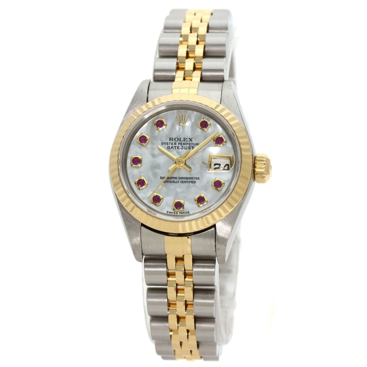 Pre-Owned Rolex 79173NGR Datejust 10-Piece Ruby Watch, Overhauled, Stainless Steel/SSx18KYG, Women's