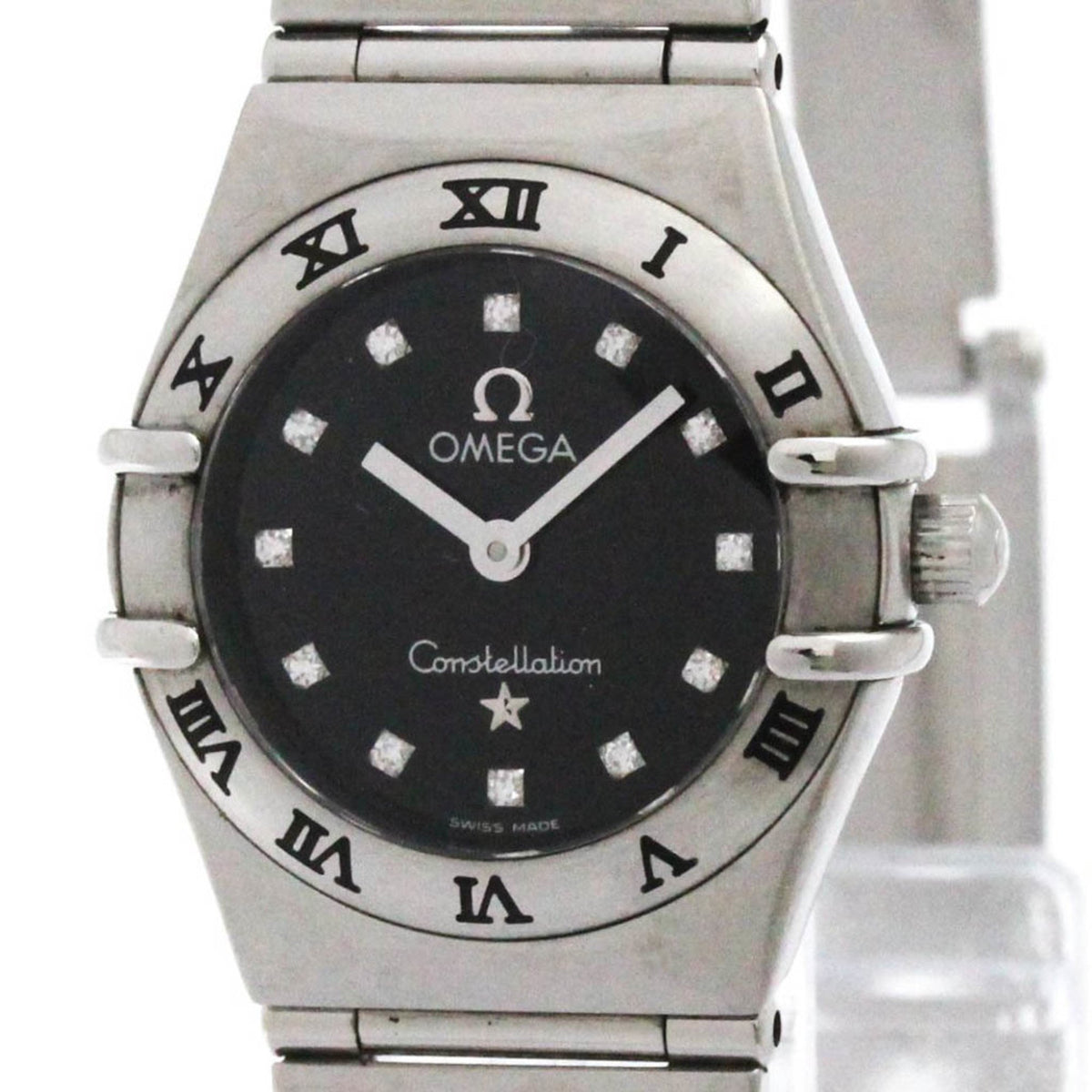 Pre-Owned OMEGA Constellation Diamond Steel Quartz Ladies Watch 1562.56 Polished