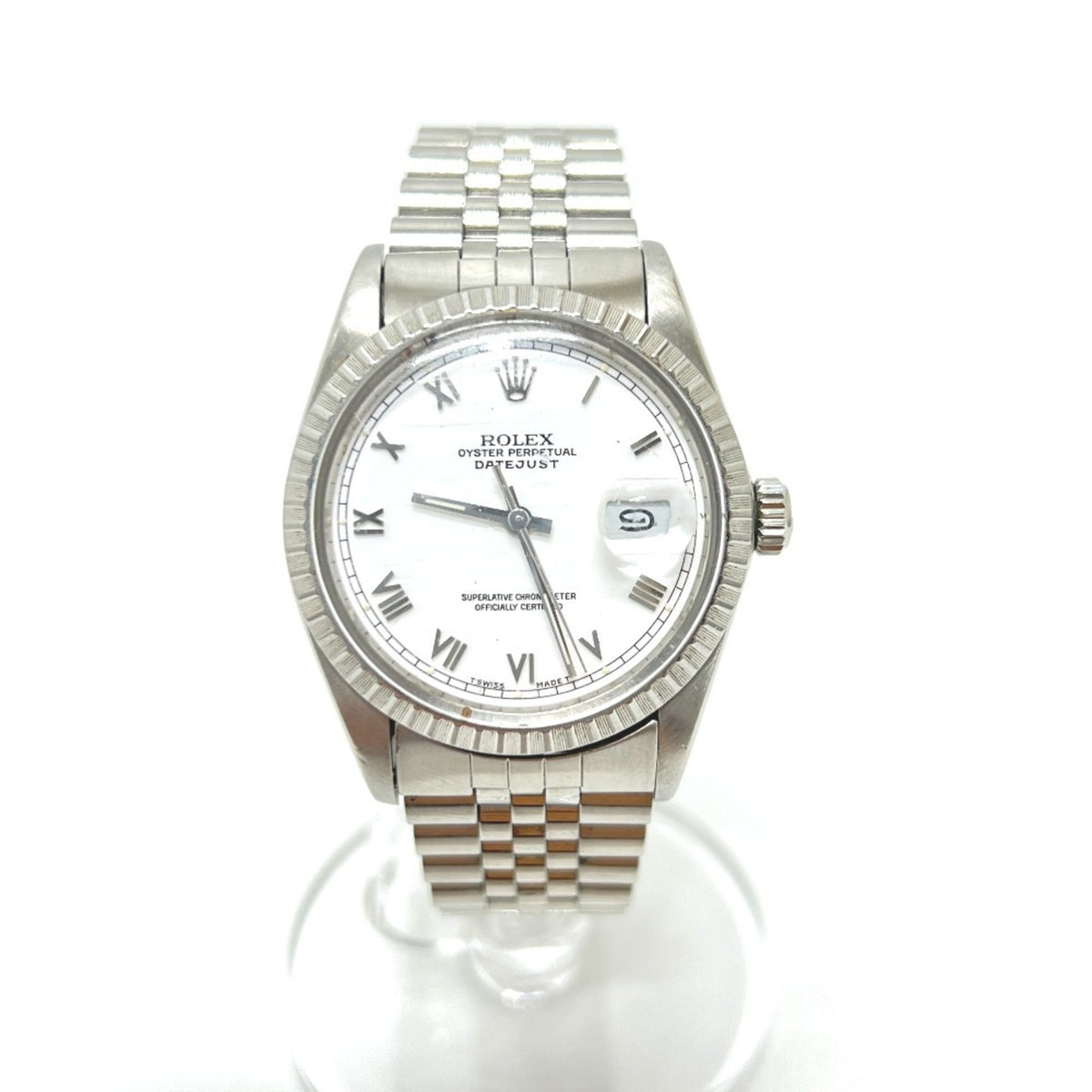 Pre-Owned ROLEX Datejust 16030 Automatic Watch, Stainless Steel/White, Men's, Silver