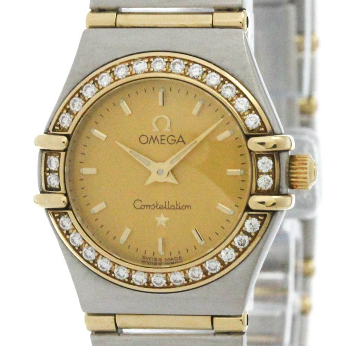 Pre-Owned OMEGA Constellation Diamond 18K Gold Steel Watch 1267.10 Polished