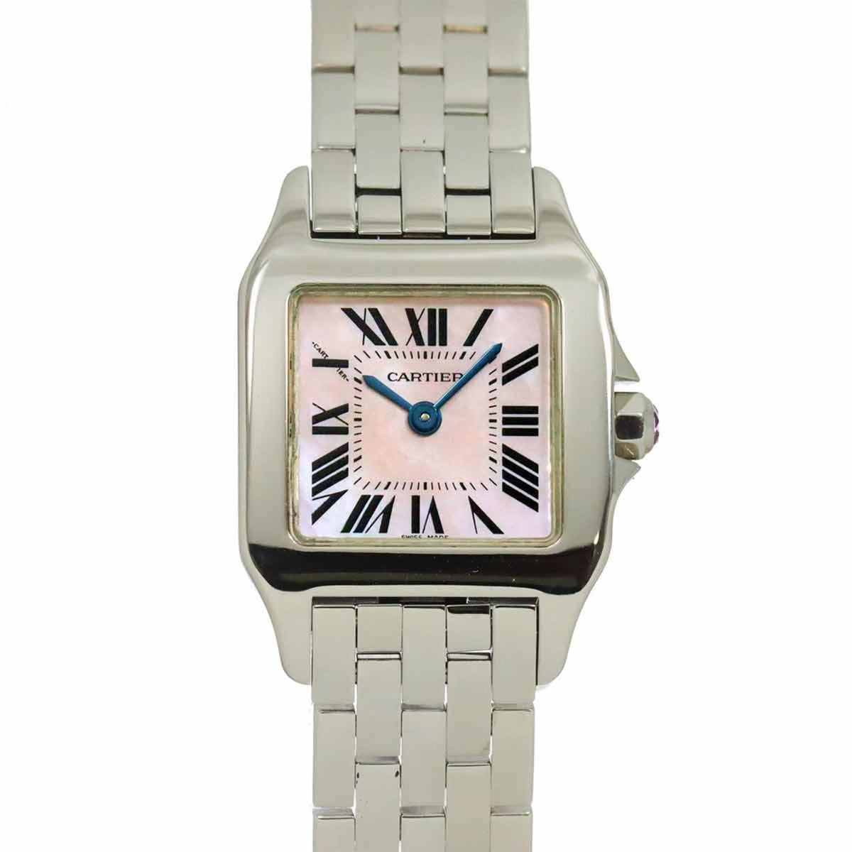 Pre-Owned Cartier Santos Demoiselle SM W25075Z5 Women's Watch Pink Shell Quartz