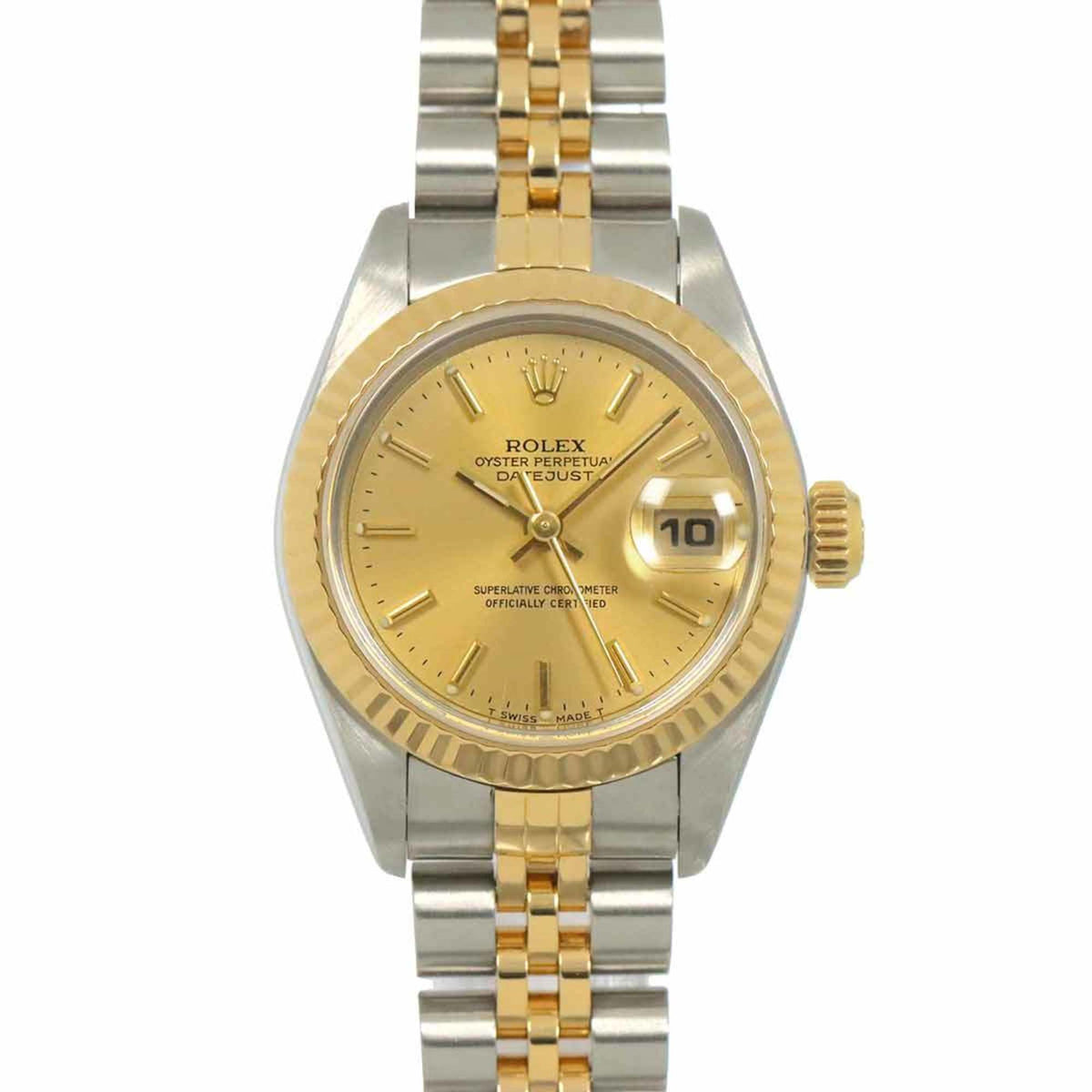 Pre-Owned Rolex Datejust Two-tone Watch, 69173, U-number, Women's, Champagne, 18K Yellow Gold, Automatic,