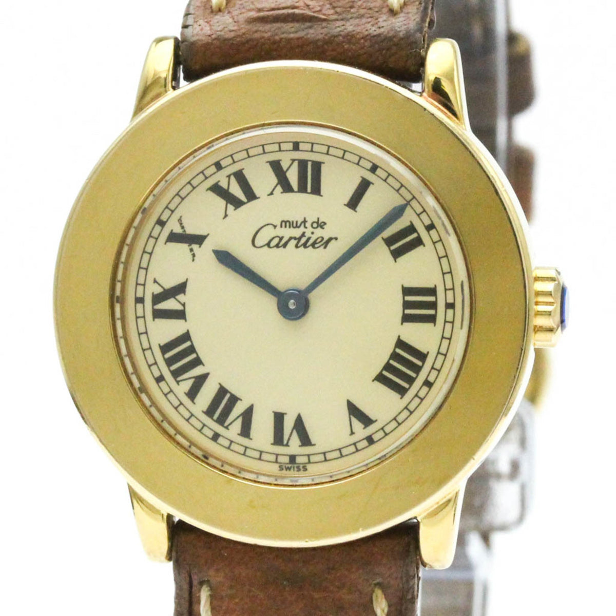 Pre-Owned CARTIER Must Gold Plated Leather Quartz Ladies Watch W1008743