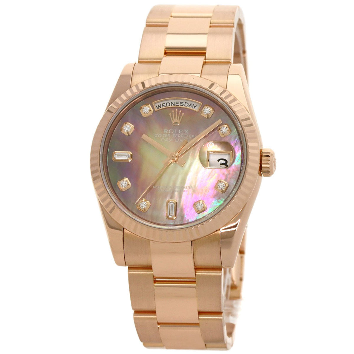 Pre-Owned Rolex 118235F Day Date 10P Diamond Watch K18 Pink Gold/K18PG/Everose Gold Men's ROLEX