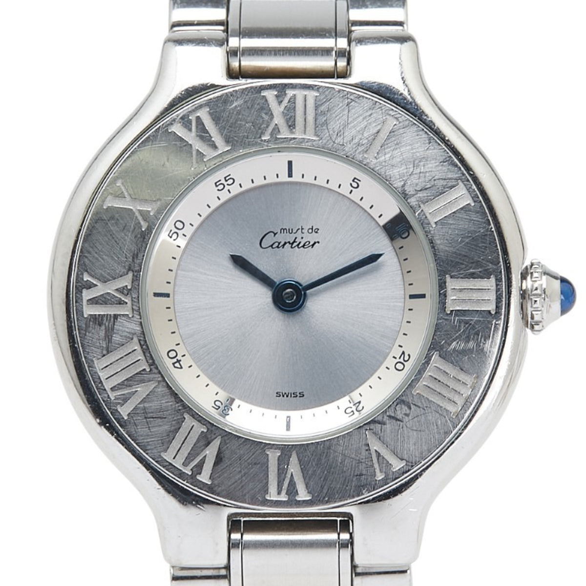 Pre-Owned Cartier Must 21 Vantianne W10110T2 Quartz Watch with Silver Dial and Stainless Steel, Boys'