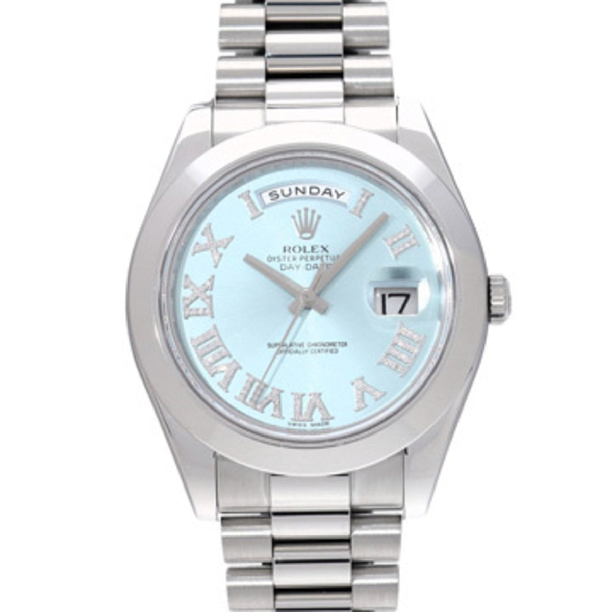 Pre-Owned Rolex Day-Date II 218206 Random Serial Number Ice Blue/Diamond Men's Watch Automatic
