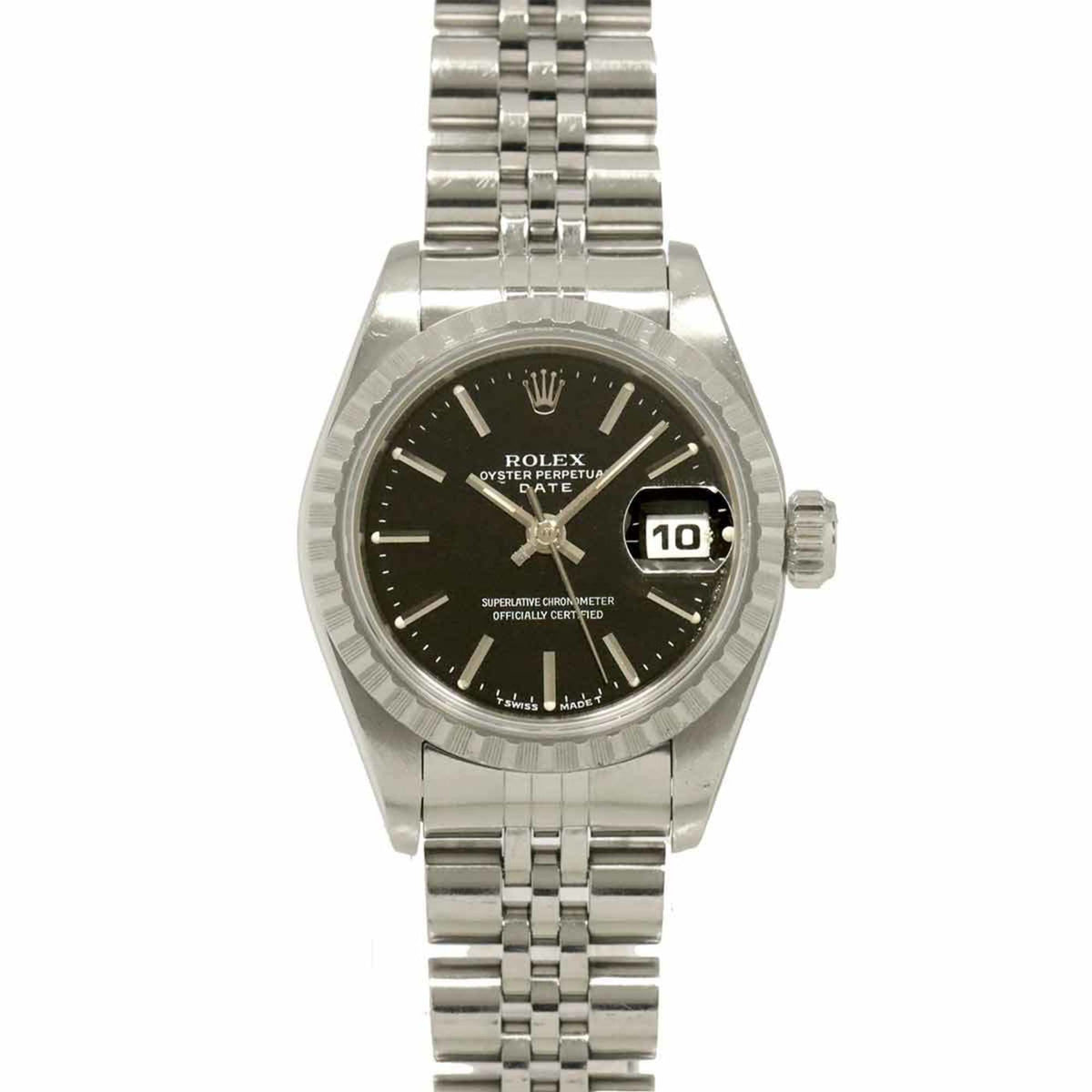 Pre-Owned Rolex Oyster Perpetual Date 69240 W-number Women's Watch, Black, Automatic