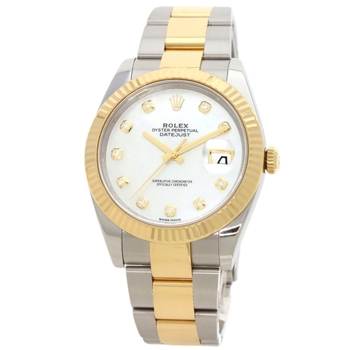 Pre-Owned Rolex 126333NG Datejust 41 10P Diamond Watch Stainless Steel SSxK18YG Men's ROLEX