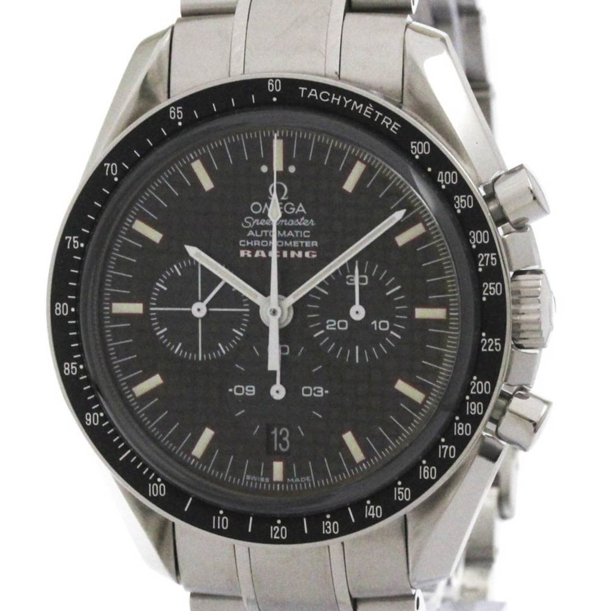 Pre-Owned OMEGA Speedmaster Racing Chronograph Carbon Dial Watch 3552.59 Polished