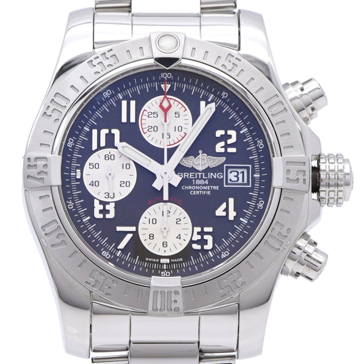 Pre-Owned Like new Breitling Avenger II Chronograph A13381 Automatic Watch in Stainless Steel Tungsten Gray 0173 BREITLING Men's