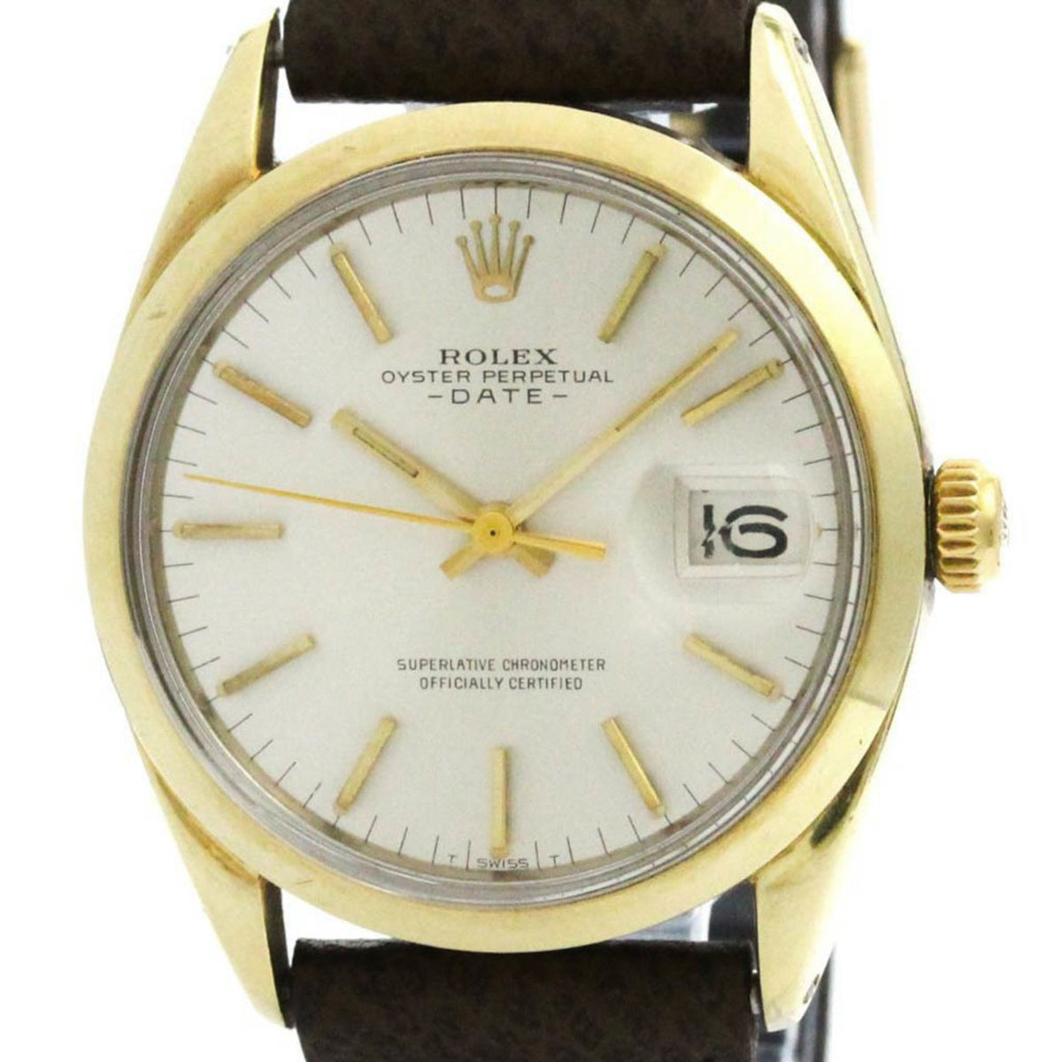 Pre-Owned Vintage ROLEX Oyster Perpetual Date 1550 Gold Plated Automatic Watch BF580041