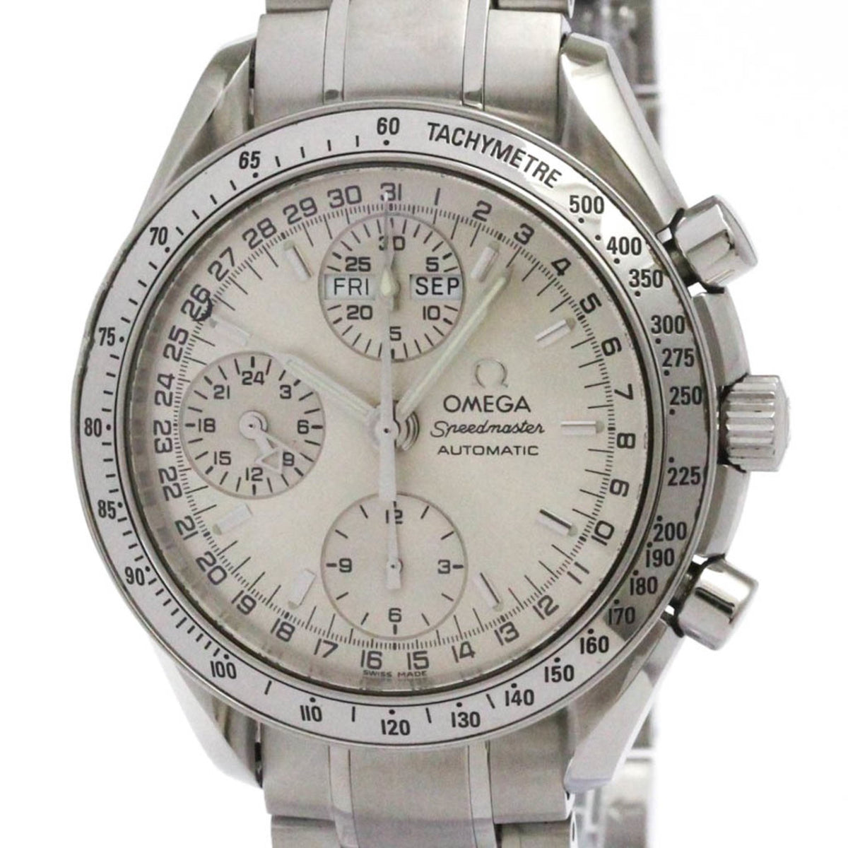 Pre-Owned OMEGA Speedmaster Triple Date Steel Automatic Watch 3523.30 Polished