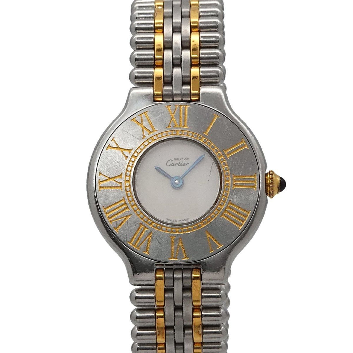 Pre-Owned Cartier Must 21 Vantianne Two-tone Watch W10051F4 Women's Ivory Quartz