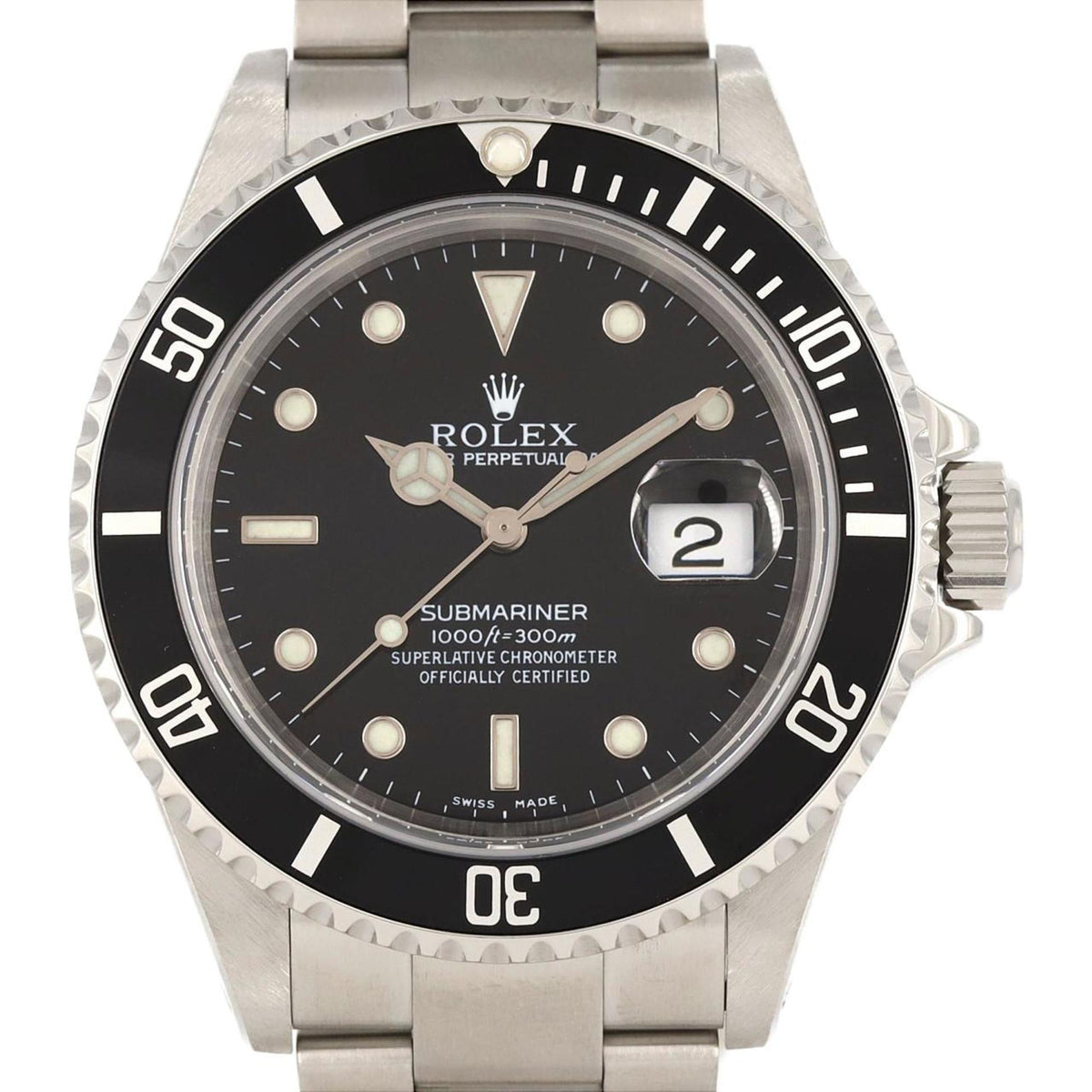 Pre-Owned Rolex Submariner Date 16610 Stainless Steel Automatic Watch, K Series
