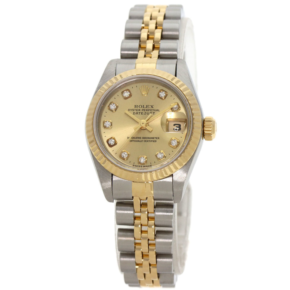 Pre-Owned Rolex 69173G Datejust 10P Diamond Watch Stainless Steel SSxK18YG Ladies ROLEX