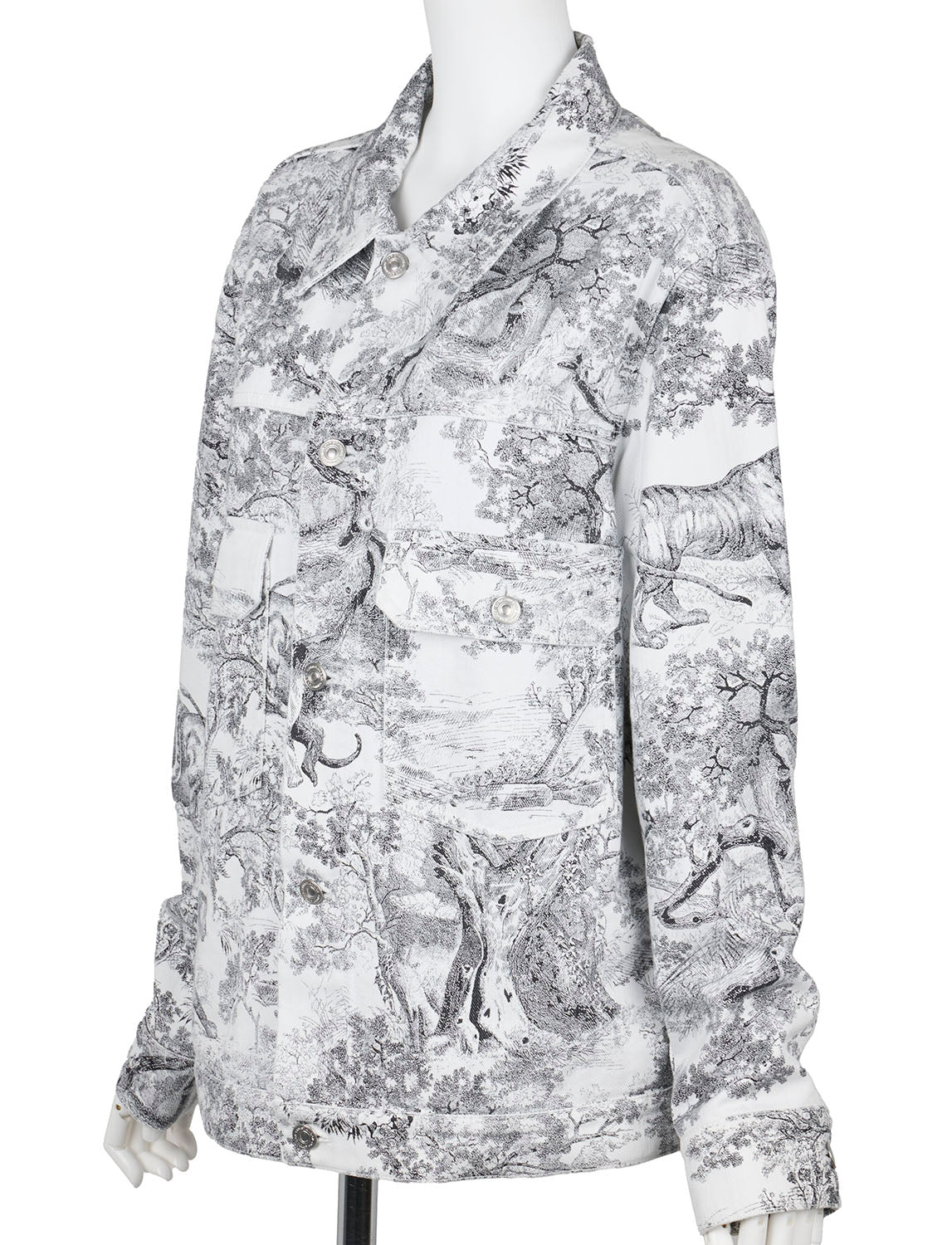Pre-Owned Jacket, Outerwear Coat, Logo Button, Cotton, White, Silver-Tone Hardware, Pre-Owned