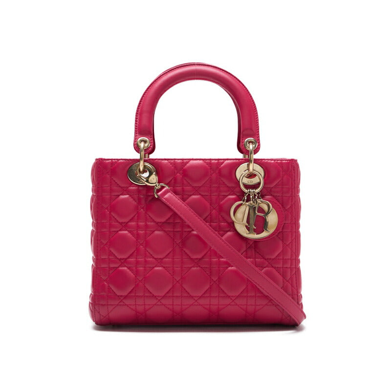 Pre-Owned Lady Cannage 2WAY Handbag Lambskin Pink Gold-Tone Hardware Pre-Owned