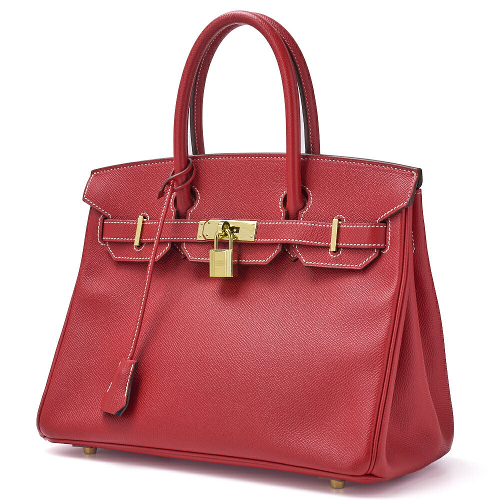 Sac fourre-tout Birkin 30 d'occasion, Vaux Epson, Rouge Casaque, finitions dorées, d'occasion