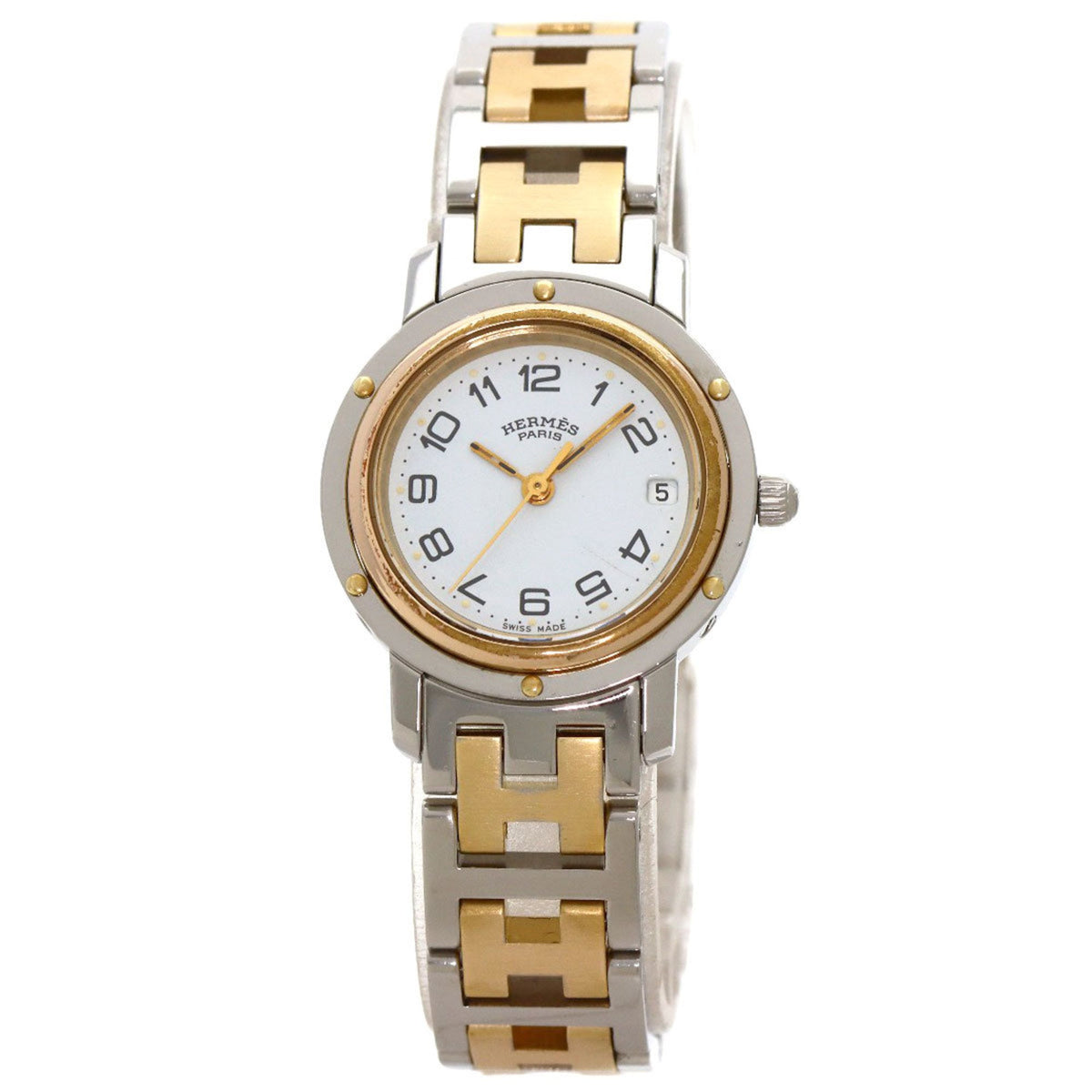 Gebrauchte Hermes Clipper Old Buckle Uhr Edelstahl SSxGP Damen HERMES 