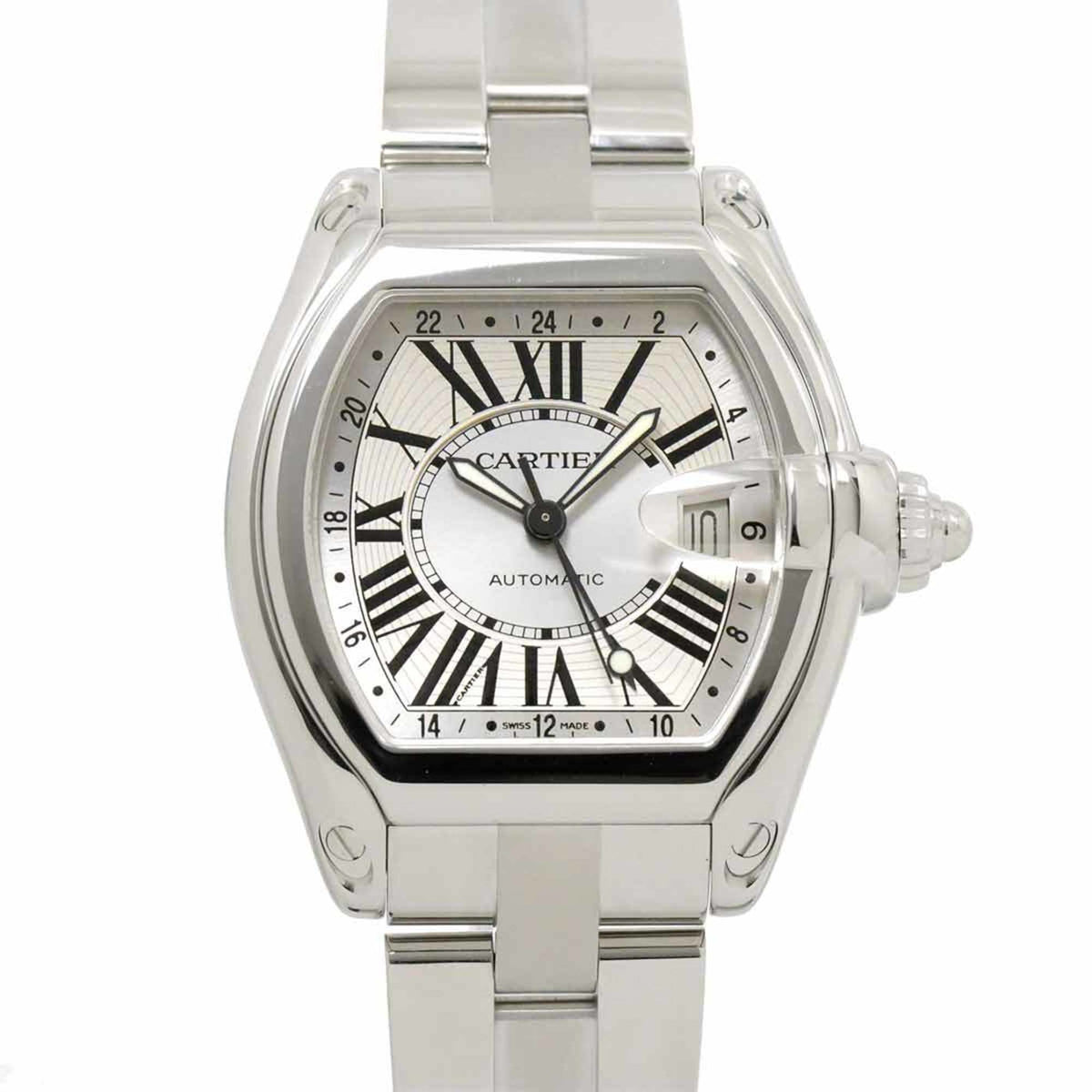 Pre-Owned Cartier Roadster GMT W62032X6 Men's Watch Date Silver Automatic