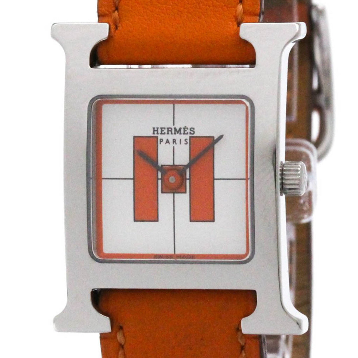 Pre-Owned HERMES H Watch Stainless Steel Quartz Ladies Watch HH1.210 Polished