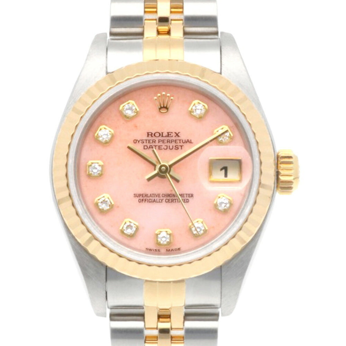 Pre-Owned Rolex Datejust Oyster Perpetual Watch Stainless Steel 79173G Automatic Ladies ROLEX K Series 2001 Pink Opal 10P Diamond Overhauled