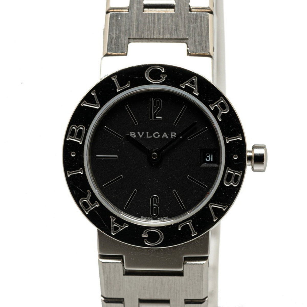 Pre-Owned BVLGARI Watch BB23SS Quartz Black Dial Stainless Steel Women's
